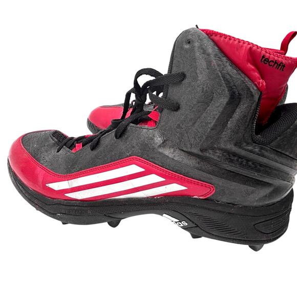 Adidas Techfit Football Cleats Men's Size 17 Red & Black Lace Up Athletic - Picture 3 of 11